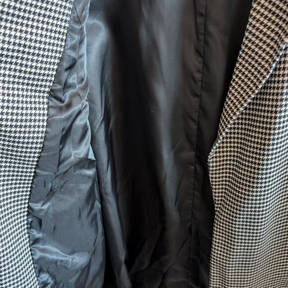 Zara Long Houndstooth Vest Pockets Belt Loops Size Large - Picture 10 of 11
